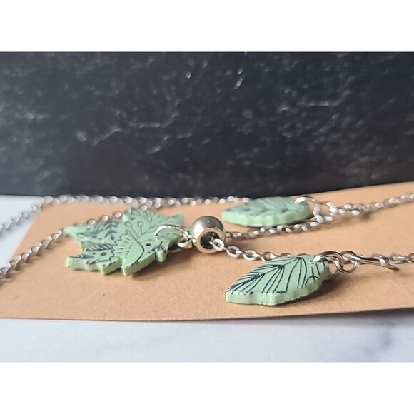 Multicolored Leaf Shaped Polymer Clay Jewelry Set, NEW - Picture 6 of 10